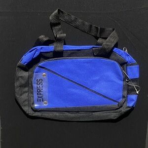 Express Men's Blue and Black Duffel Bag